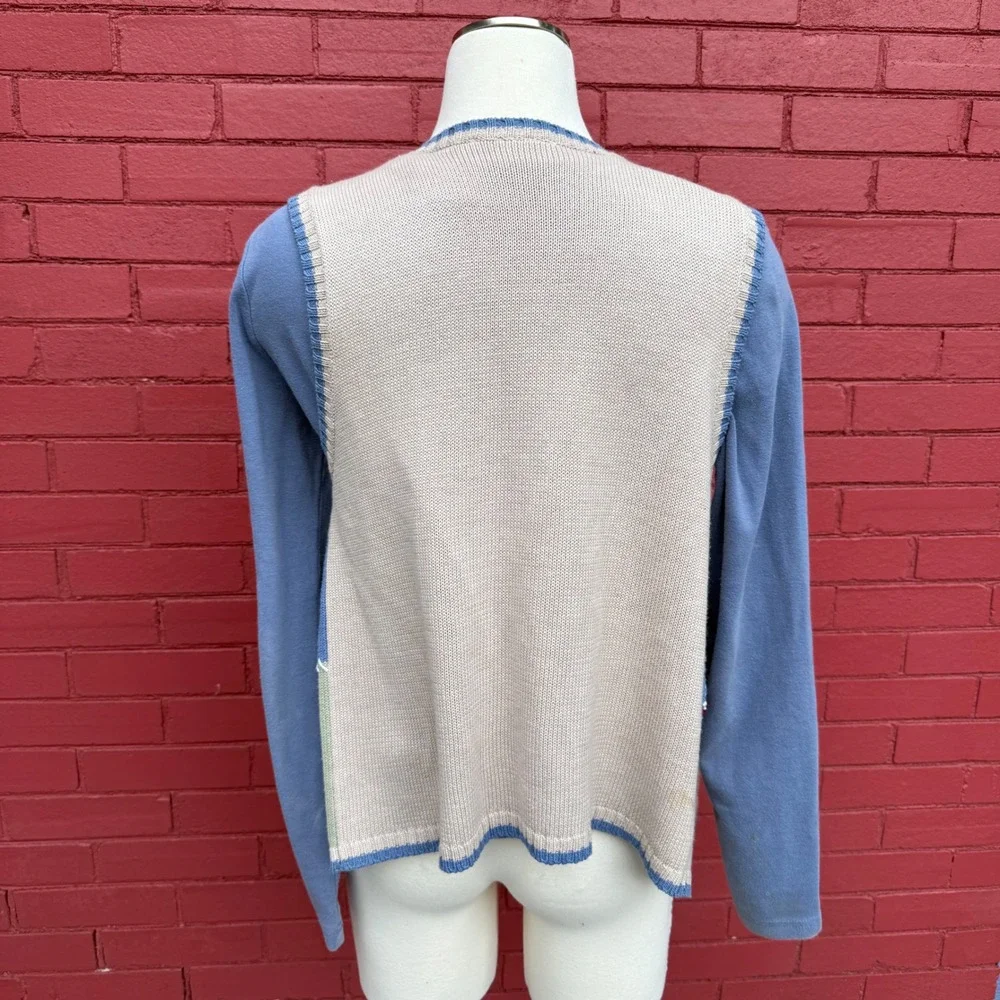 Nautical‎ Knit Cardigan Vest Womens Medium Sleeveless Coastal Grandma Sailing